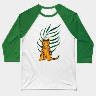 Tiger Cub with a Palm Leaf Baseball T-Shirt